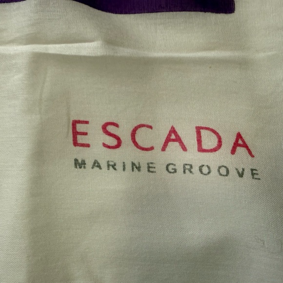 Escada Marine Groove Oversized Purple Cotton Resort Scarf Wrap Y2K Designer Logo - Picture 4 of 10